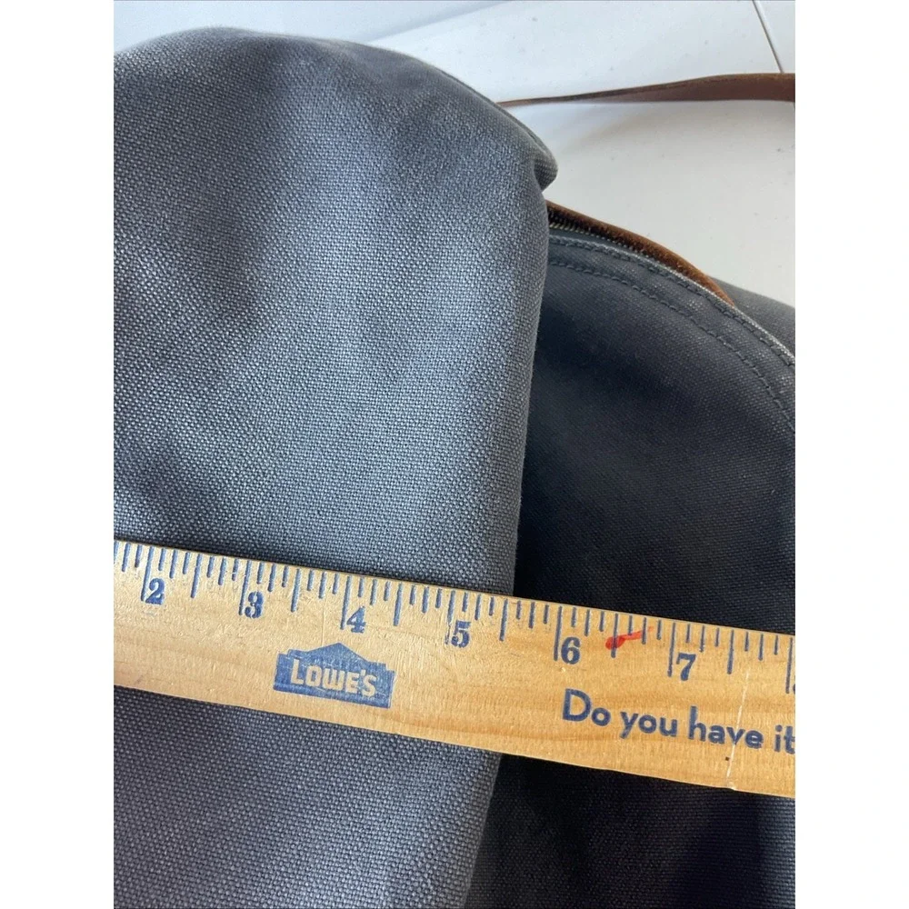 Madewell Charleston Heavy Canvas Laptop Backpack Leather Trim Dark Gray Commuter